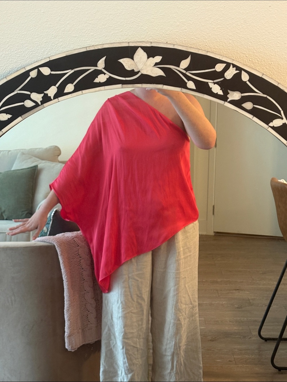 DO+BE One-Shoulder Asymmetrical Tunic in Bright Pink